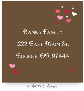 Take Note Designs Valentine's Day Address Labels - Valentine's Hearts on Brown